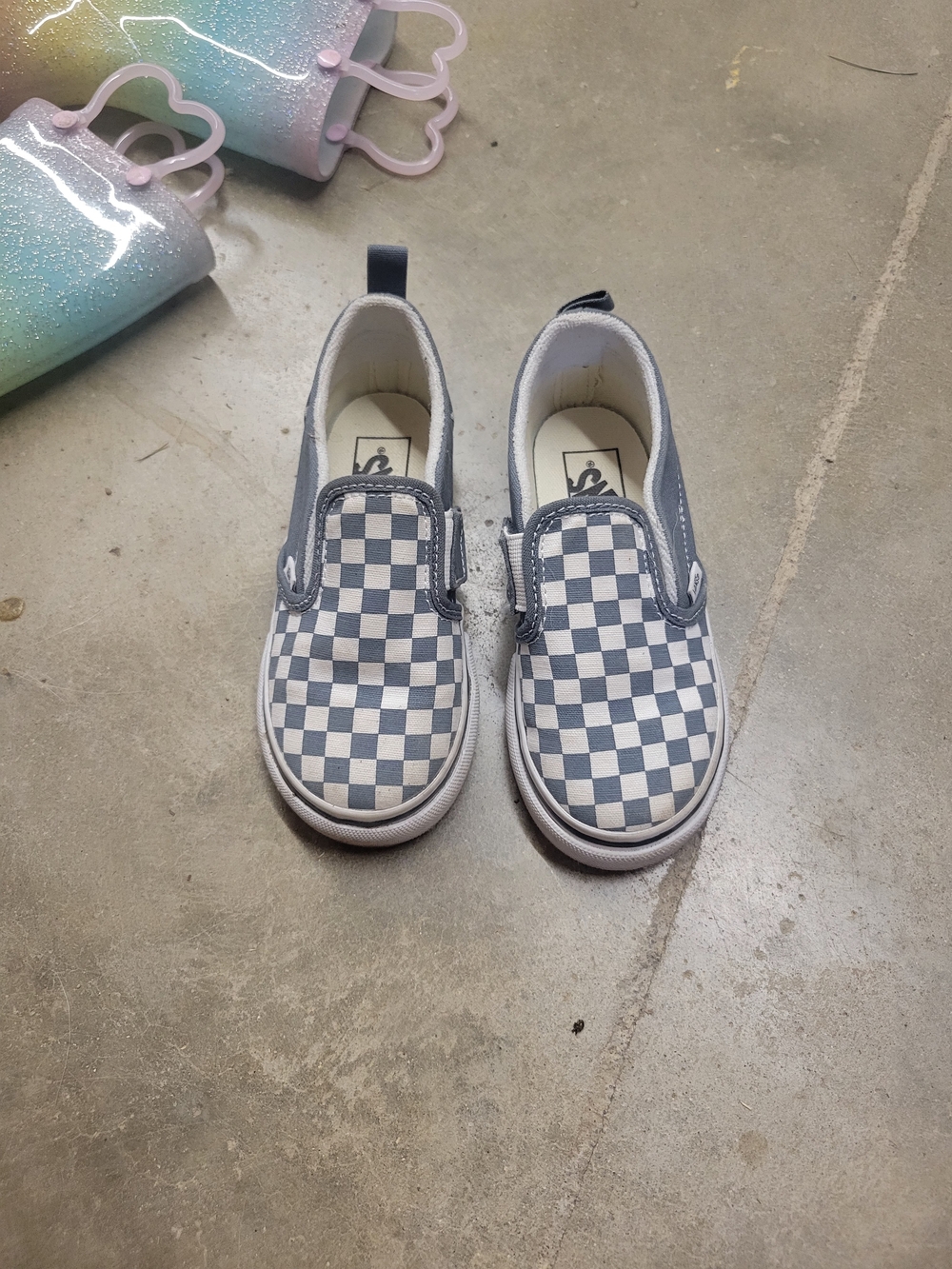 Vans Kids Slip-On Checkerboard Sneakers - Blue & White